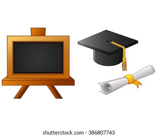 illustration of Graduation cap and diploma