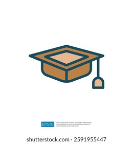 An illustration of a graduation cap, symbolizing academic achievement and educational milestones.