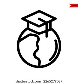 illustration of graduation hat line icon 