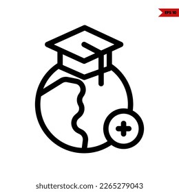 illustration of graduation hat line icon 