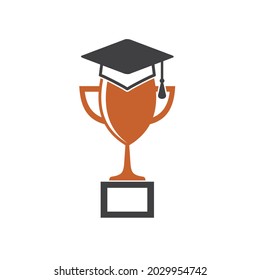 ilustración del sombrero y trofeo de graduación.