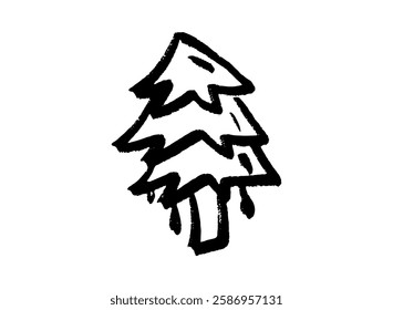 Illustration of an Graffiti Spray Paint Pine Tree
