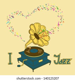 Illustration of gramophone and platter