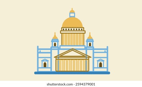 Illustration of a Grand Neoclassical Cathedral. St Isaac's Cathedral
