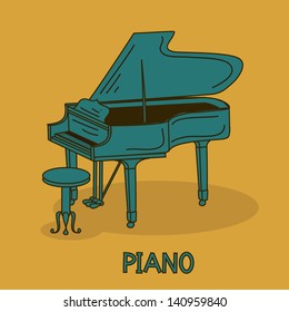 Illustration with grand piano and chair