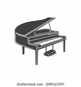 illustration of grand piano, vector art.