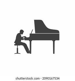 illustration of grand piano, vector art.