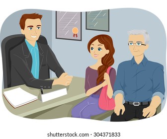 Illustration of a Grandfather Accompanying His Grandfather to a Counseling Session