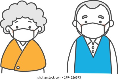 Illustration of grandfather and grandmother. Vector data that is easy to edit.