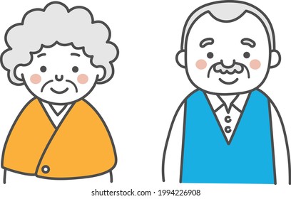 Illustration of grandfather and grandmother. Vector data that is easy to edit.