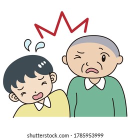 Illustration of a grandfather in trouble