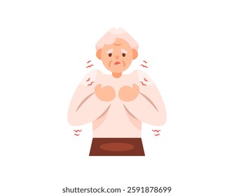 illustration of a grandfather whose body is shaking or trembling. symptoms of parkinson's disease, tremor, dystonia, essential. nervous disorders. health problems. flat style character design. element