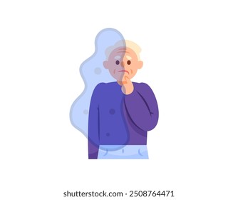 ilustración de un abuelo cuyo lado del cuerpo está paralizado. síntomas de accidente cerebrovascular y hemiplejía. entumecimiento en un lado del cuerpo. problemas de salud. diseño de personajes de estilo plano. Elementos