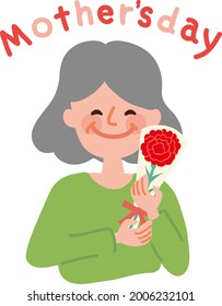 Illustration of grandma rejoicing in carnation