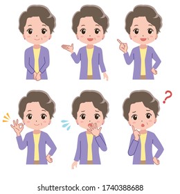 Illustration of grandma in various poses