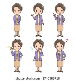 Illustration of grandma in various poses