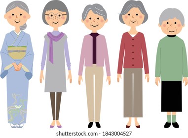 It is an illustration of grandmas lined up side by side.