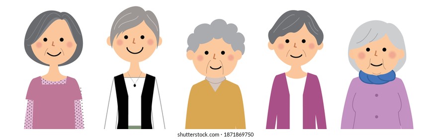 It is an illustration of grandmas lined up side by side.