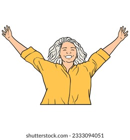 illustration of grandmother with free and happy facial expression