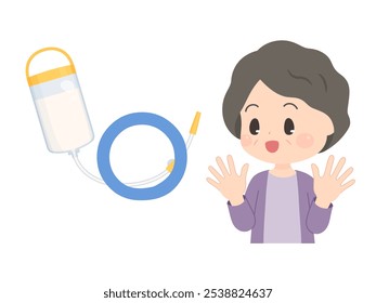 Illustration of a grandmother having a gastrostomy_Circle