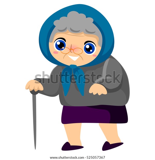 Illustration Grandmother Holding Stick Stock Vector (Royalty Free ...