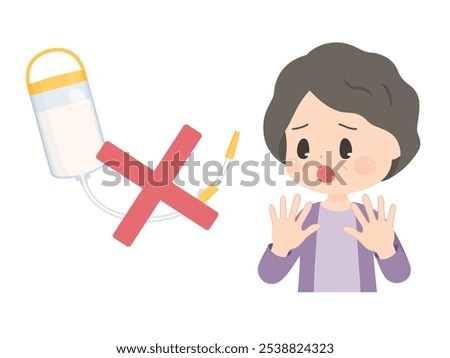 Illustration of a grandmother refusing a gastrostomy tube_×