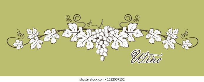 illustration of grape bunches with leaves
