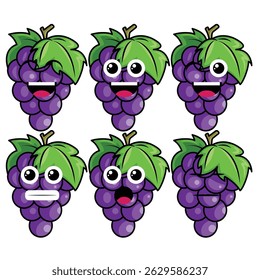 The Illustration of Grape Emoticon 