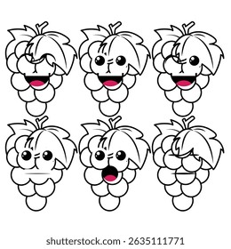 The Illustration of Grape Fruit Emoticon
