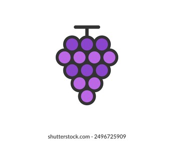 Illustration of grape icon (line drawing color).