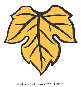 Illustration of grape leaf. Winery image for restaurants and bars.
