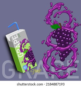 Illustration von Traubenfrucht mit Splash und Saft-Verpackung