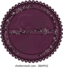 Illustration of grapes and ivy in a frame design element.  File contains no gradients.