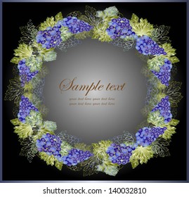 Illustration grapevine. Vintage background with grape branch . Rich wine background.