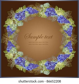 Illustration grapevine. Vintage background with grape branch .