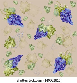 Illustration grapevine.Seamless background.