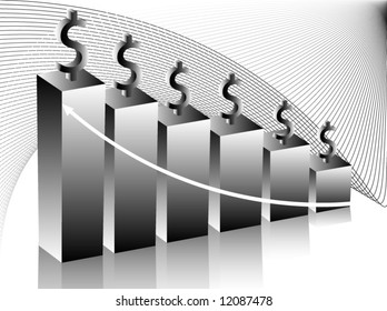 Illustration of graph, abstract and dollars