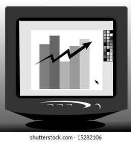Illustration of graph in a computer monitor 	