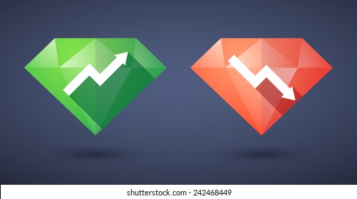 Illustration of a graph diamond icon set