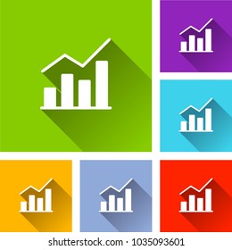 Illustration of graph icons with long shadow