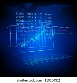 illustration of graph and number showing stock market listing