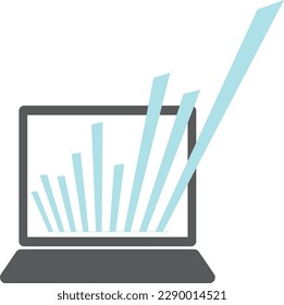 Illustration of a graph popping out of a computer LCD screen