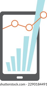 Illustration eines Graphen, der aus dem LCD-Bildschirm eines Smartphones herausspringt