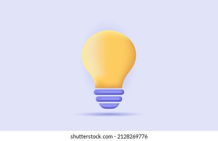 illustration graphic 3d design cartoon style minimal yellow light bulb icon. Idea, solution, business, strategy concept.3d vector illustation