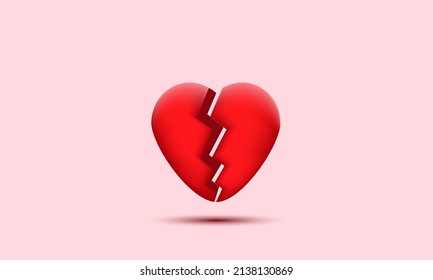 illustration graphic 3d icon broken heart symbol rendering. Trendy and modern vector in 3d style.