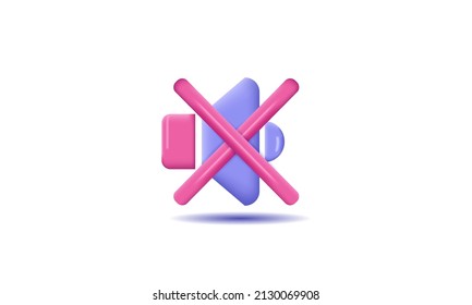 illustration graphic 3d mute design icon isolated on white background.3d vector illustration