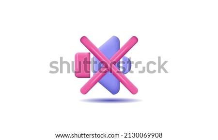 illustration graphic 3d mute design icon isolated on white background.3d vector illustration