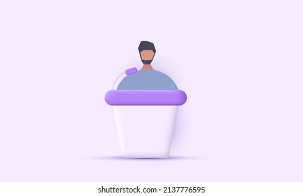 illustration graphic 3d orator speaking tribune icon character design vector on background. Trendy and modern vector in 3d style.