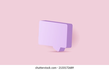 illustration graphic 3d realisitc minimal purple chat bubble on pink background. concept of social media messages. 3d vector illustration