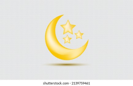 illustration graphic 3d realistic design element full moon star . Trendy and modern vector in 3d style.